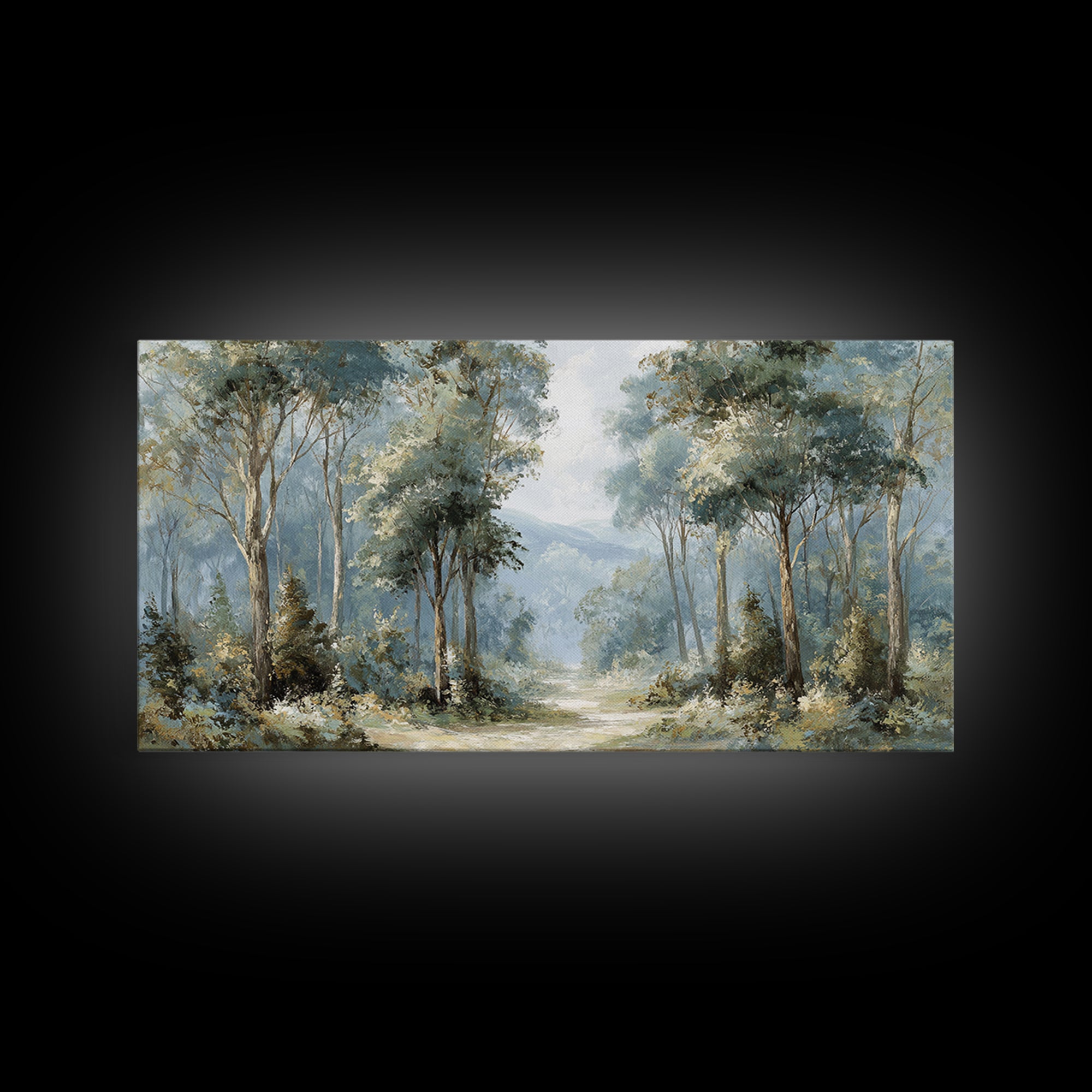 Gentle Forest Path Framed Canvas Print, Medical Office Art, Minimalist Decor, Office Decor, Fine Art, Calm, Dental Office Decor, MOA-2x1-13