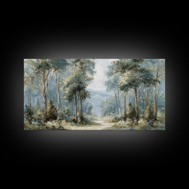 Gentle Forest Path Framed Canvas Print, Medical Office Art, Minimalist Decor, Office Decor, Fine Art, Calm, Dental Office Decor, MOA-2x1-13