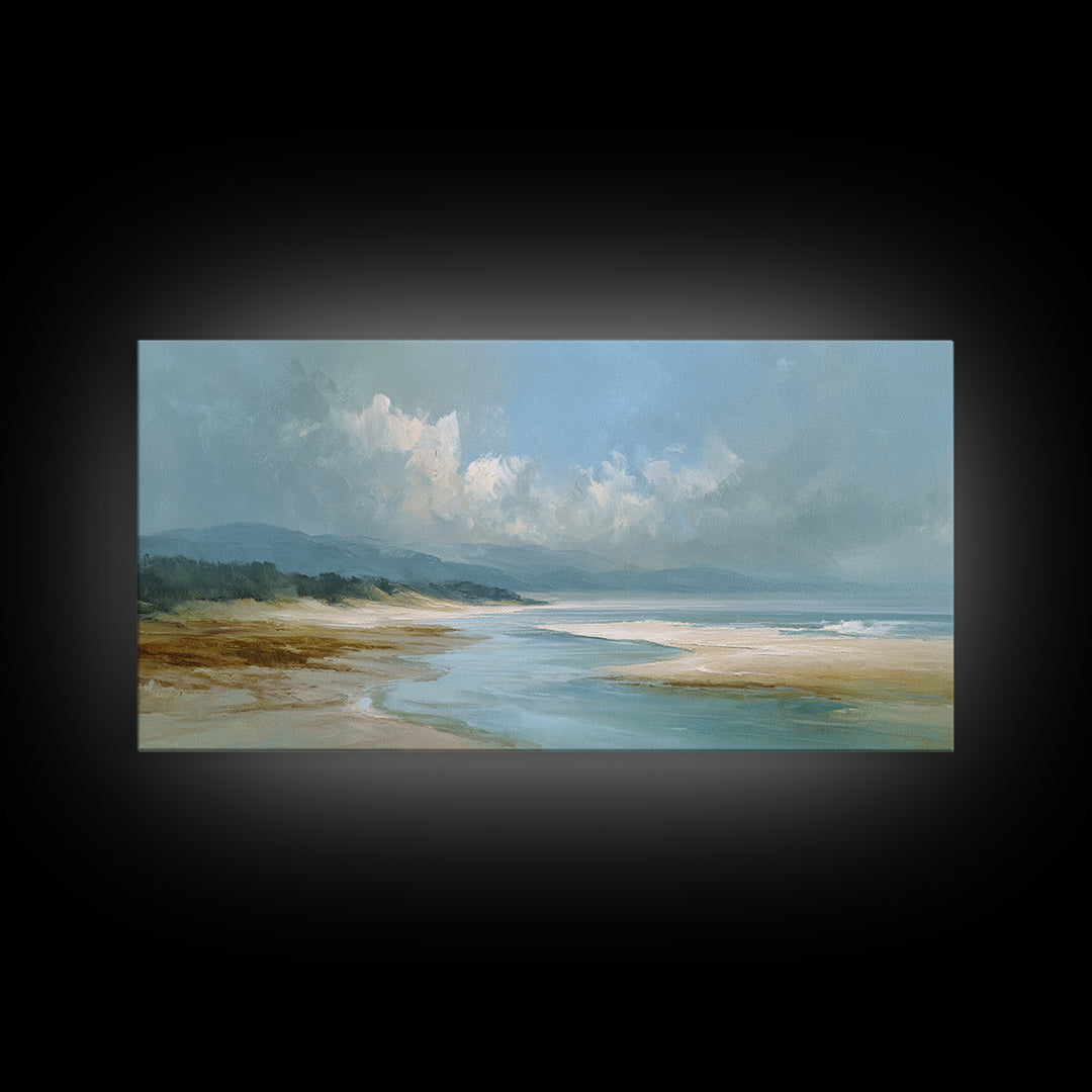 Coastal Shells and Water Study Framed Canvas Print, Medical Office Art, Fine Art Print, Office Decor, Fine Art, Calm, MOA-2x1-16