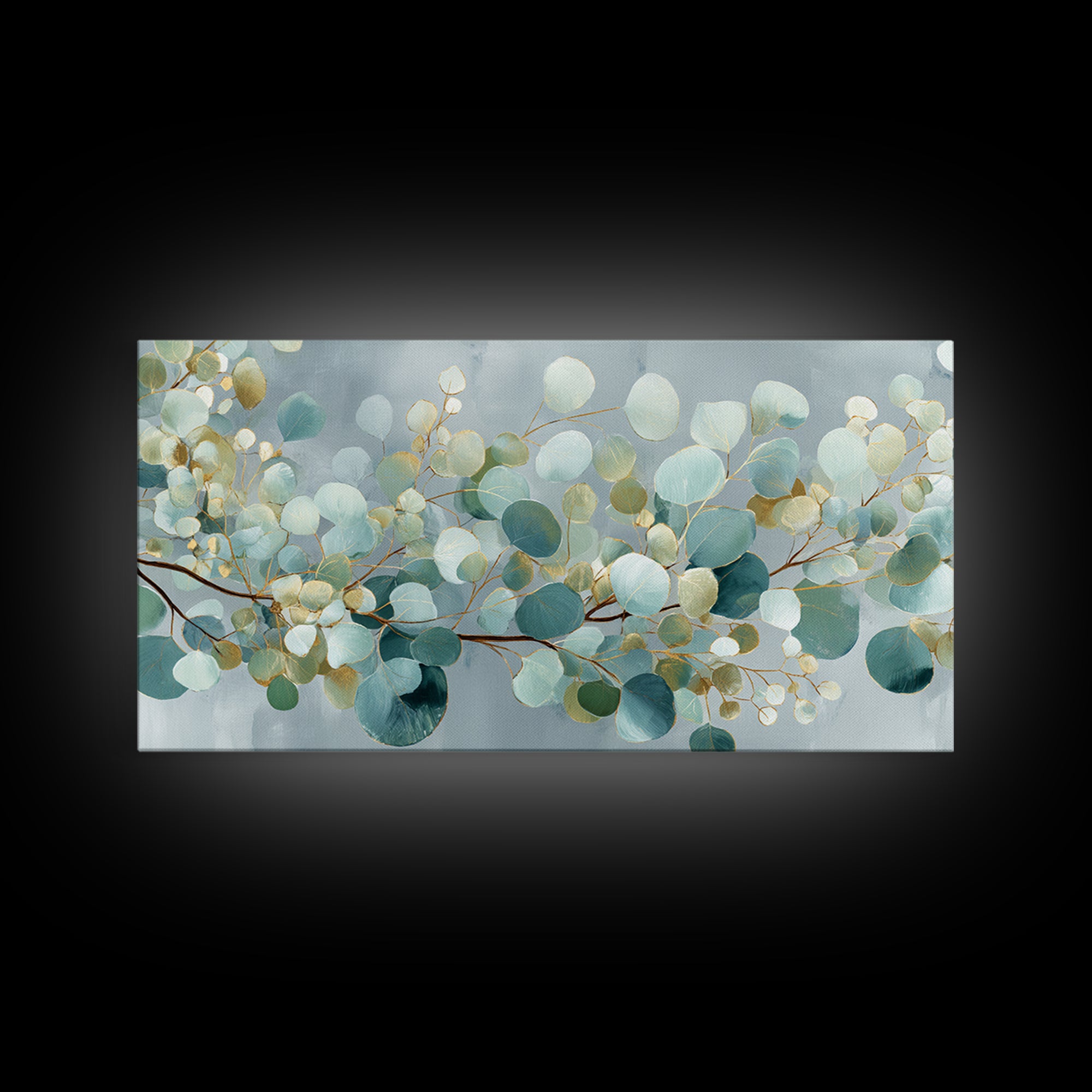 Botanical Eucalyptus Branch Framed Canvas Print, Medical Office Art, Digital Wall Art, Office Decor, Watercolor Art, Calm, MOA-2x1-23