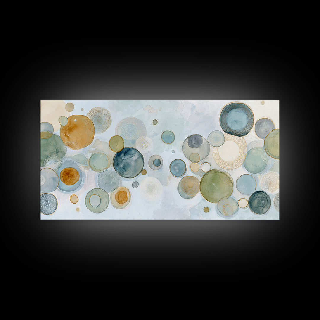 Abstract Cells and Circles as Soothing Pattern Framed Canvas Print, Medical Office Art, Home Decor, Office Decor, Calm, MOA-2x1-25