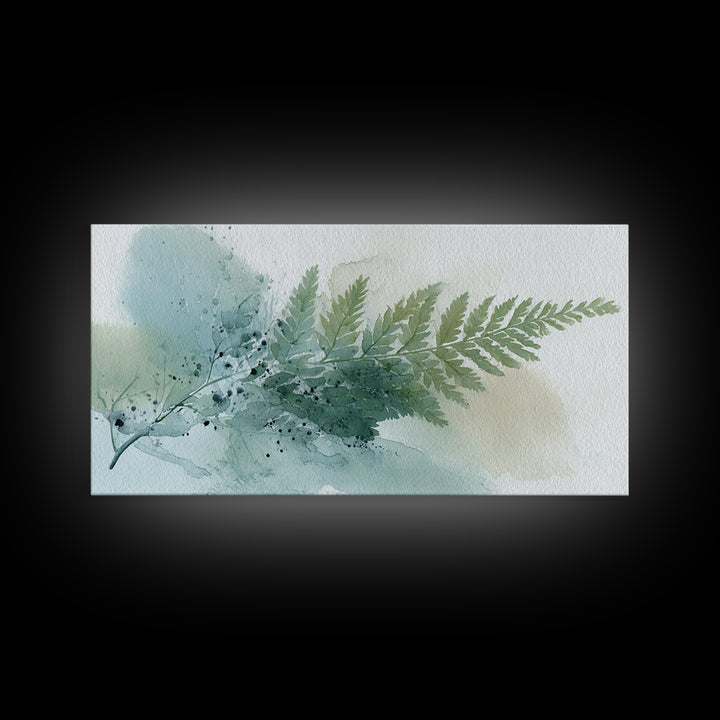 Minimal Green Fern Specimen Framed Canvas Print, Medical Office Art, Minimalist Decor, Office Decor, Calm, Dental Office Decor, MOA-2x1-28
