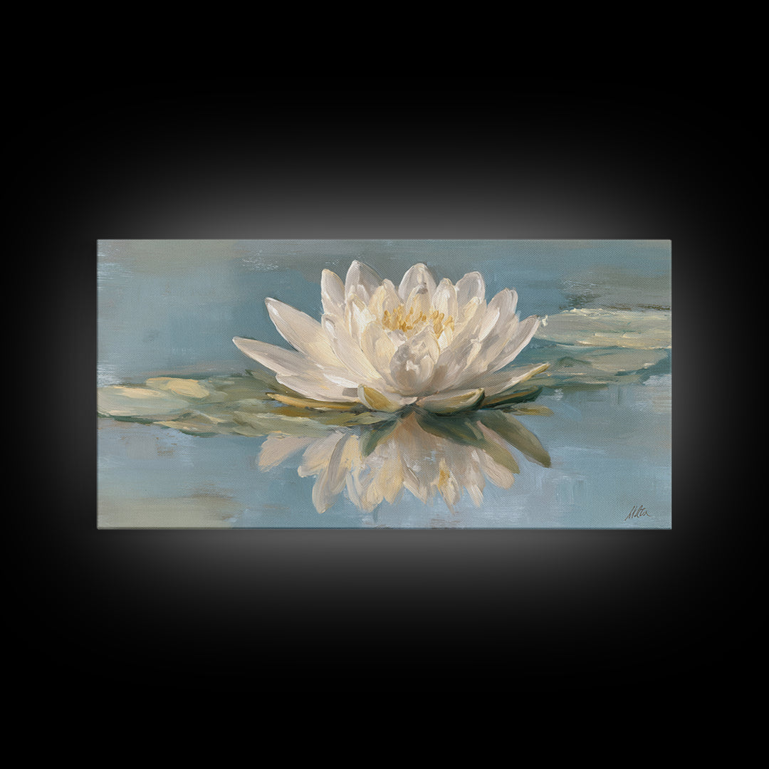 Lotus Flower Floating on Still Water Canvas Print, Medical Office Art, Medical Student Gift, Office Decor, Fine Art, Calm, MOA-2x1-31