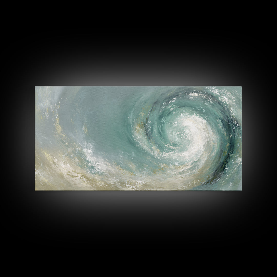 Abstract Healing Spiral Framed Canvas Print, Medical Office Art, Office Decor, Abstract Art, Calm, Teal Wall Art, MOA-2x1-35