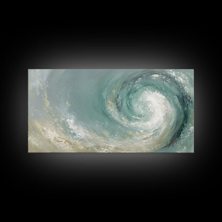 Abstract Healing Spiral Framed Canvas Print, Medical Office Art, Office Decor, Abstract Art, Calm, Teal Wall Art, MOA-2x1-35