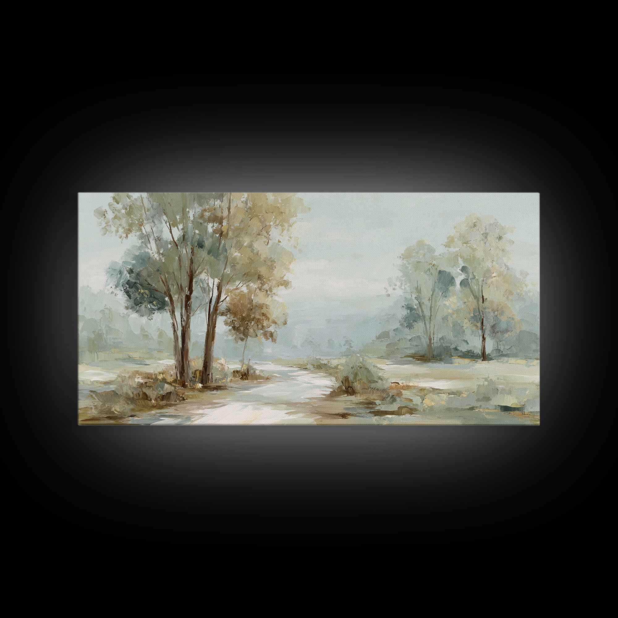 Gentle Forest Path Framed Canvas Print, Medical Office Art, Minimalist Decor, Office Decor, Fine Art, Calm, Dental Office Decor, MOA-2x1-37