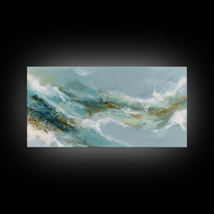 Calming Blue Abstract Framed Canvas Print, Medical Office Art, Digital Wall Art, Office Decor, Calm, Healthcare Wall Art, MOA-2x1-45