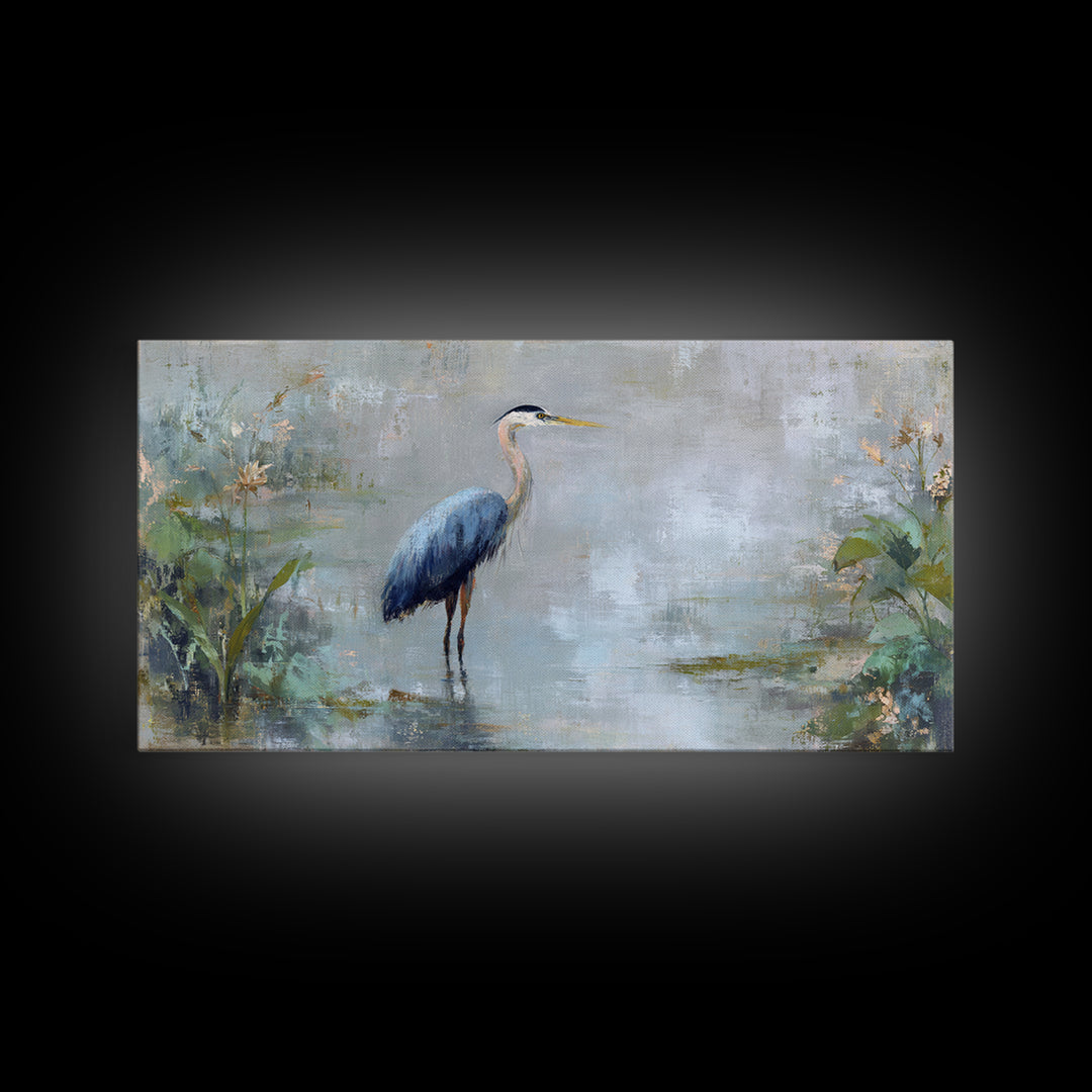 Blue Heron Standing Canvas Print, Medical Office Art, Wall Art, Office Decor, Fine Art, Calm, Printable Card, Medical Art, MOA-2x1-58