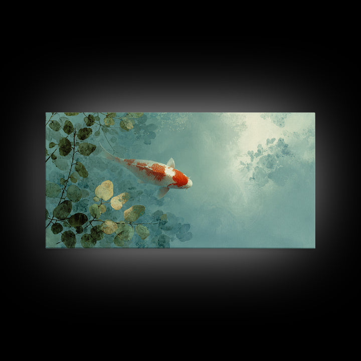 Calm Koi Fish Swimming Through Clear Water Canvas Print, Medical Office Art, Office Decor, Watercolor Art, Calm, MOA-2x1-66
