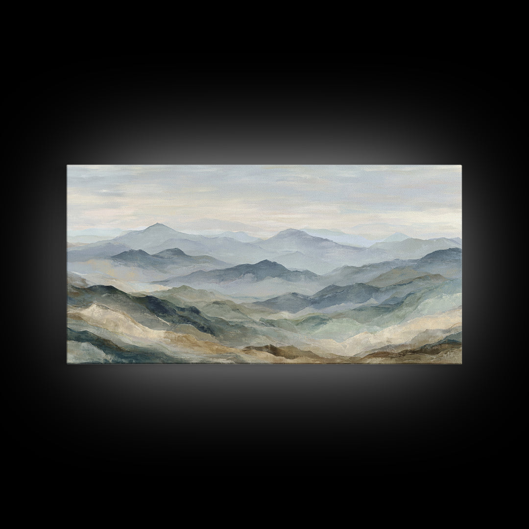Soft Mountain Landscape Canvas Print, Medical Office Art, Digital Art, Office Decor, Oil Painting, Calm, Medical Decor, MOA-2x1-70