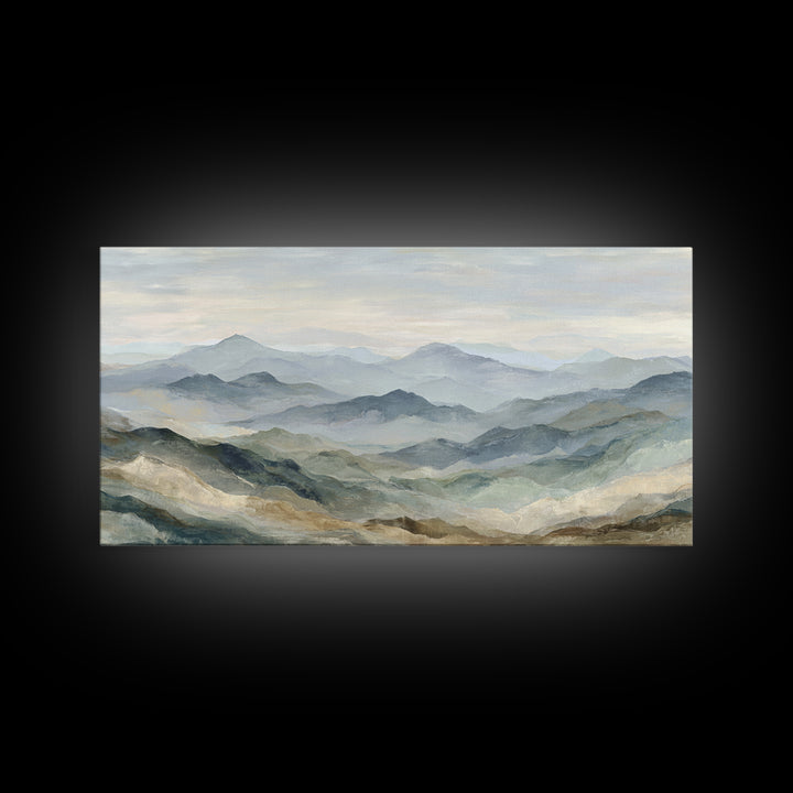 Soft Mountain Landscape Canvas Print, Medical Office Art, Digital Art, Office Decor, Oil Painting, Calm, Medical Decor, MOA-2x1-70