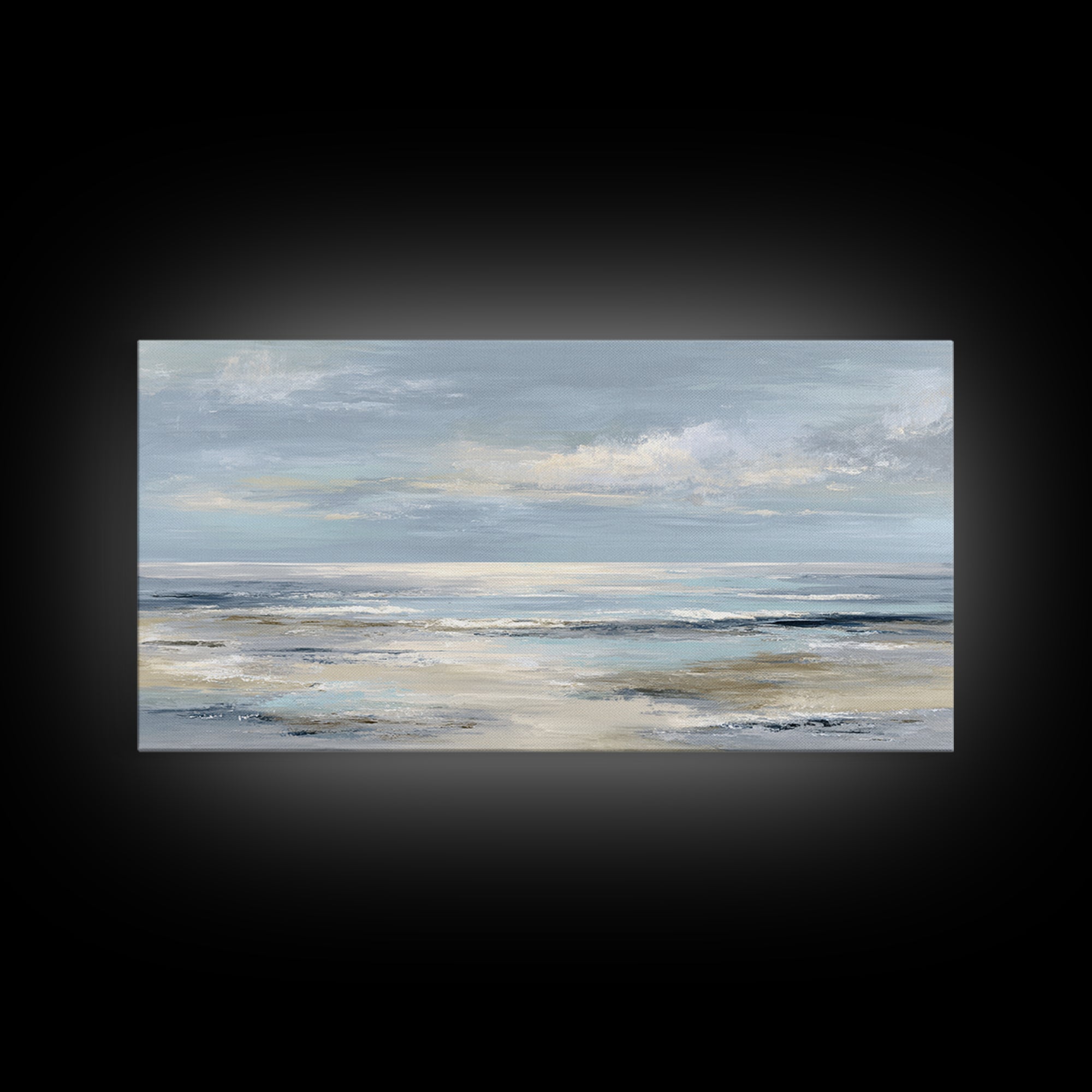 Peaceful Ocean Horizon Framed Canvas Print, Medical Office Art, Minimalist Art, Office Decor, Calm, Educational Poster, MOA-2x1-72