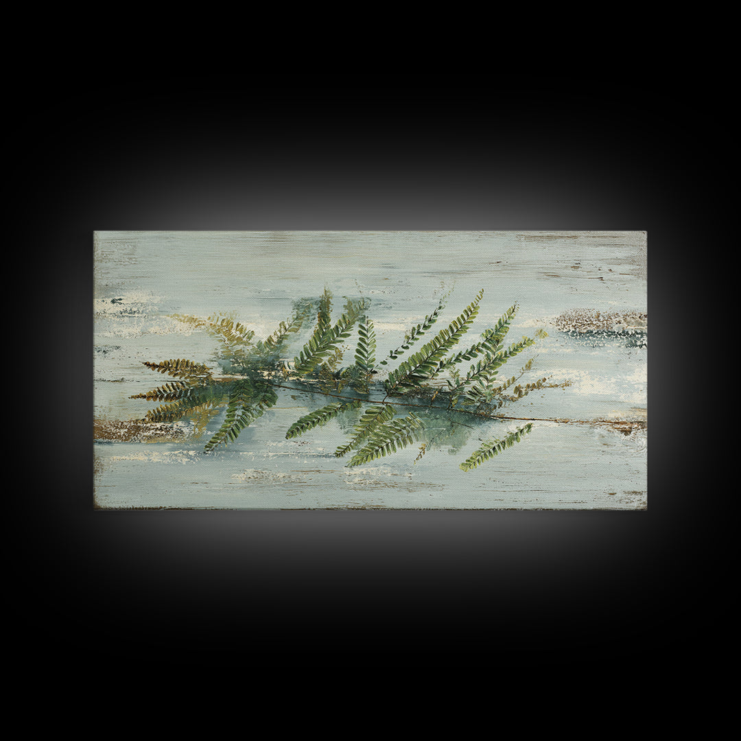 Minimal Green Fern Specimen Canvas Print, Medical Office Art, Medical Decor, Office Decor, Fine Art, Calm, Science Art, MOA-2x1-76