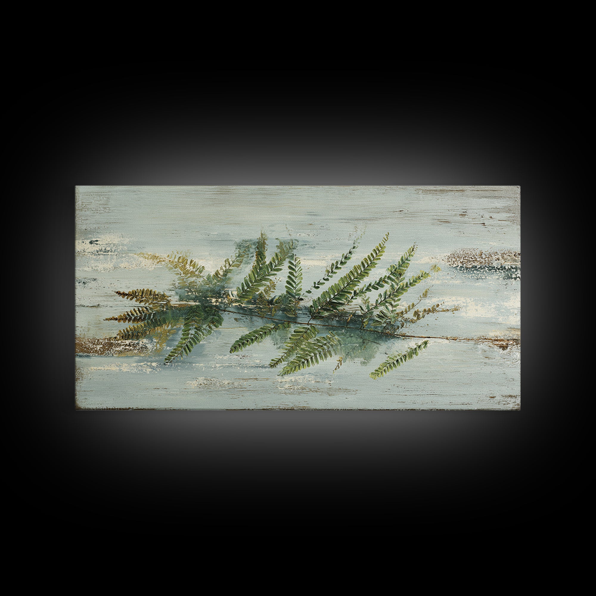 Minimal Green Fern Specimen Canvas Print, Medical Office Art, Medical Decor, Office Decor, Fine Art, Calm, Science Art, MOA-2x1-76