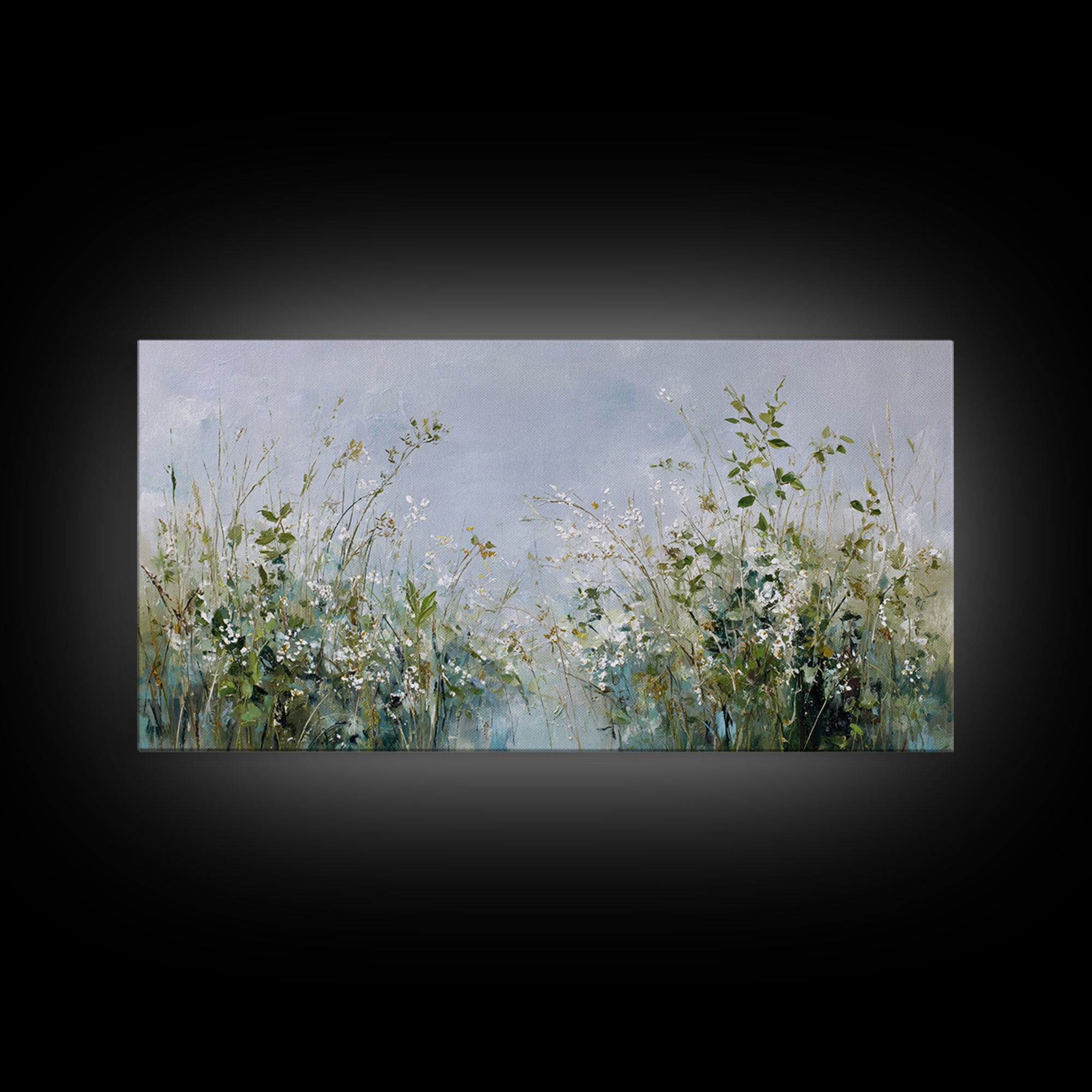 Sunlit Meadow with Wildflowers and Calm Mood Framed Canvas Print, Medical Office Art, Anatomy Wall Art, Office Decor, MOA-2x1-80