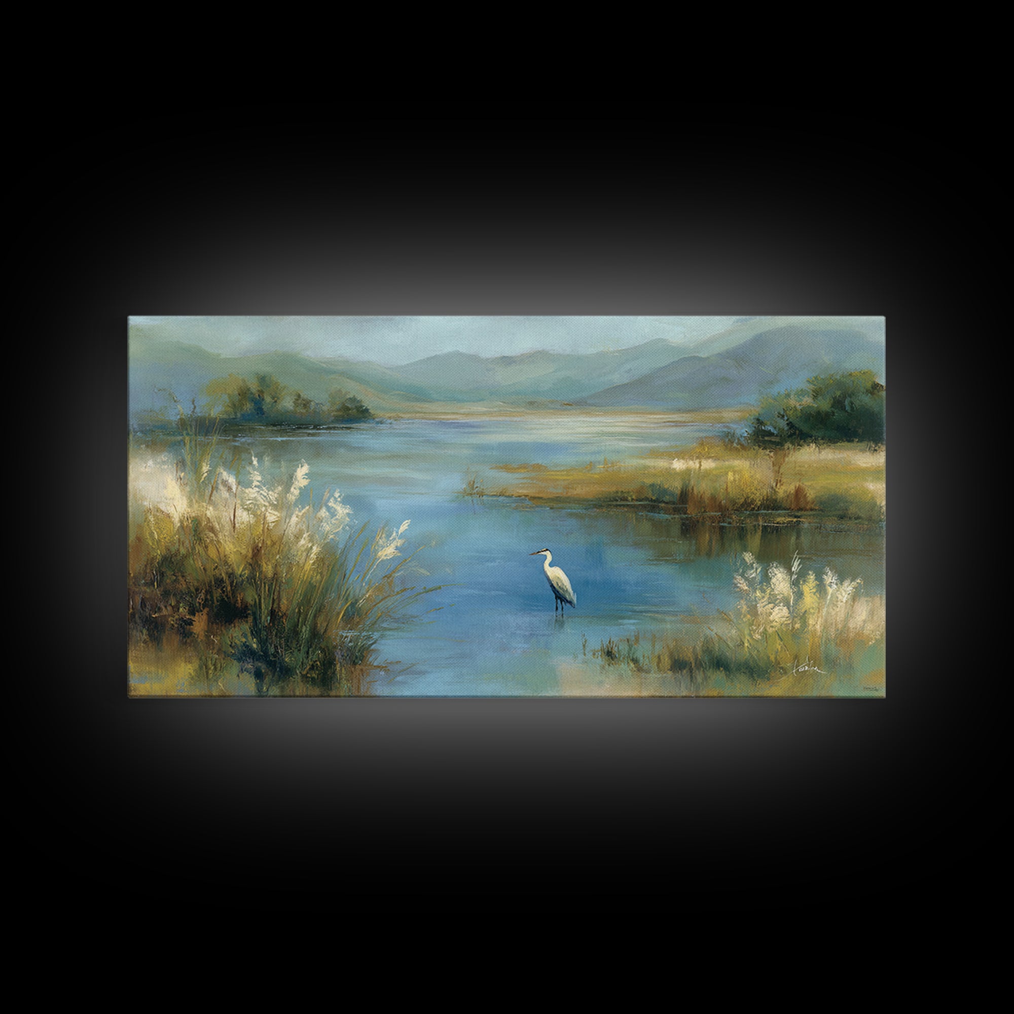 Blue Heron Standing Canvas Print, Medical Office Art, Wall Art, Office Decor, Fine Art, Calm, Printable Card, Medical Art, MOA-2x1-82