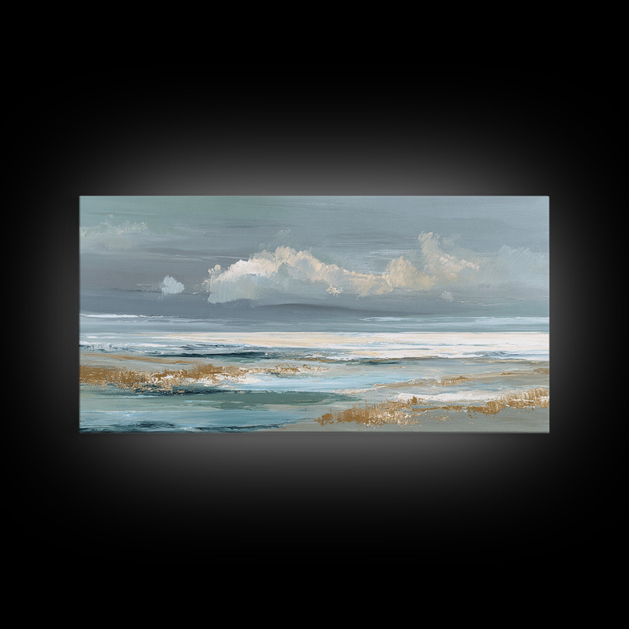 Coastal Shells and Water Study Framed Canvas Print, Medical Office Art, Printable Card, Office Decor, Fine Art, Calm, MOA-2x1-88