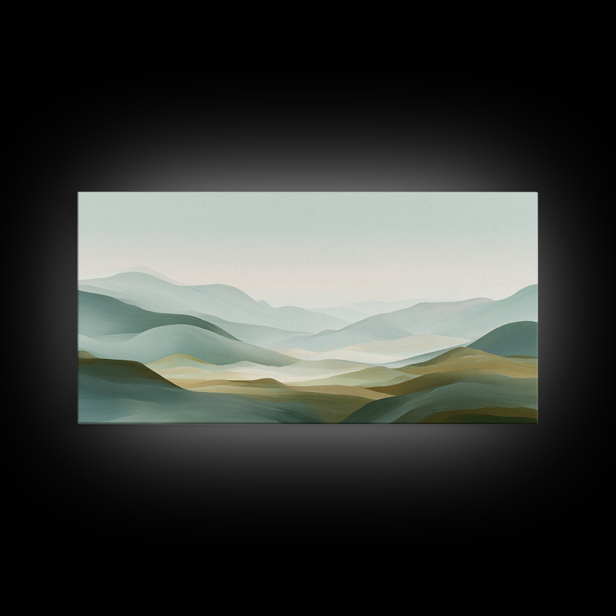 Minimal Sunrise over Rounded Hills Framed Canvas Print, Medical Office Art, Printable Art, Office Decor, Fine Art, Calm, MOA-2x1-91