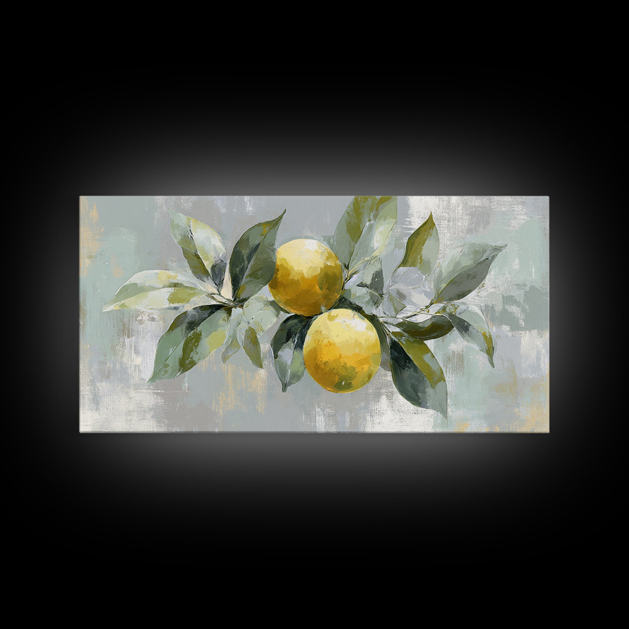 Fresh Citrus and Leaves for Bright Optimism Framed Canvas Print, Medical Office Art, Medical Art, Office Decor, Oil Painting, MOA-2x1-92