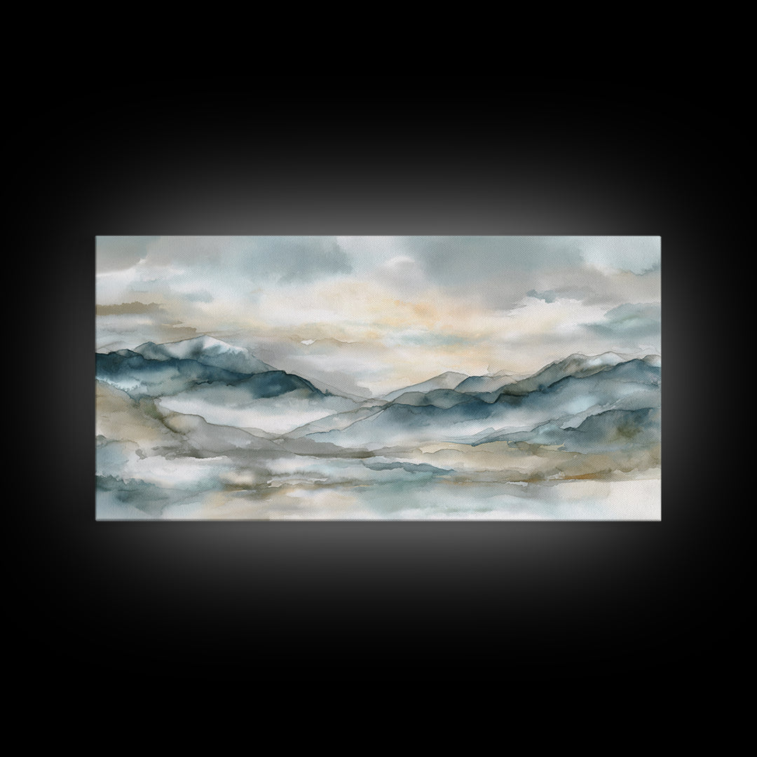 Soft Mountain Landscape Canvas Print, Medical Office Art, Digital Art, Office Decor, Oil Painting, Calm, Medical Decor, MOA-2x1-94
