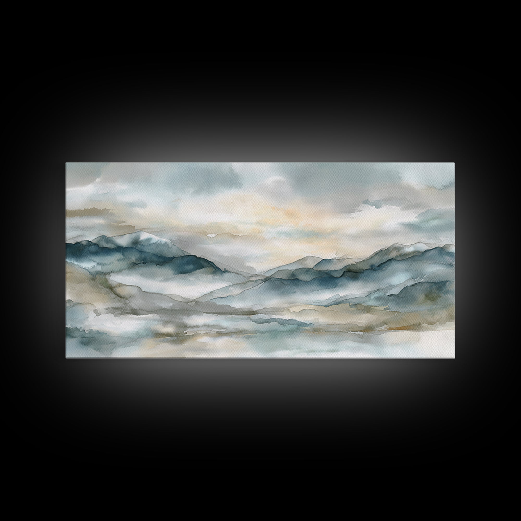 Soft Mountain Landscape Canvas Print, Medical Office Art, Digital Art, Office Decor, Oil Painting, Calm, Medical Decor, MOA-2x1-94
