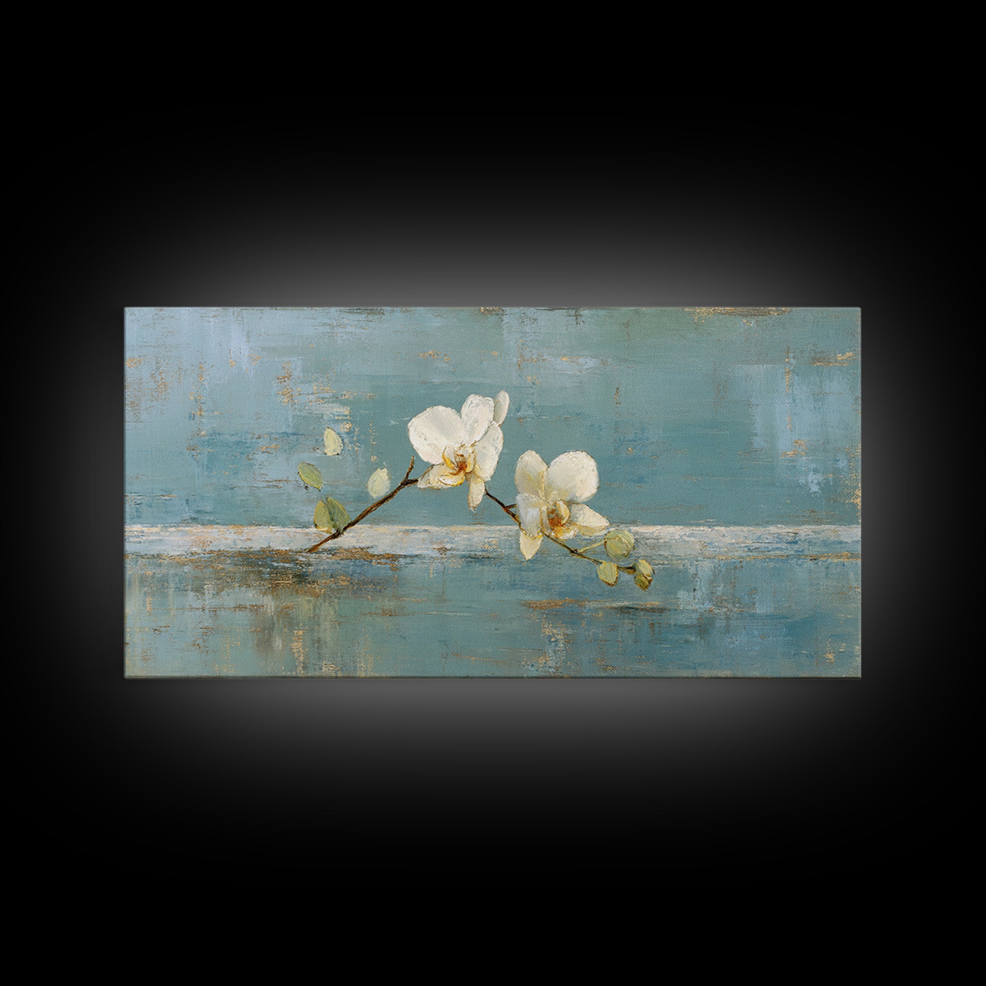White Orchid on Gray Stone Surface Canvas Print, Medical Office Art, Printable Wall Art, Office Decor, Fine Art, Calm, MOA-2x1-98