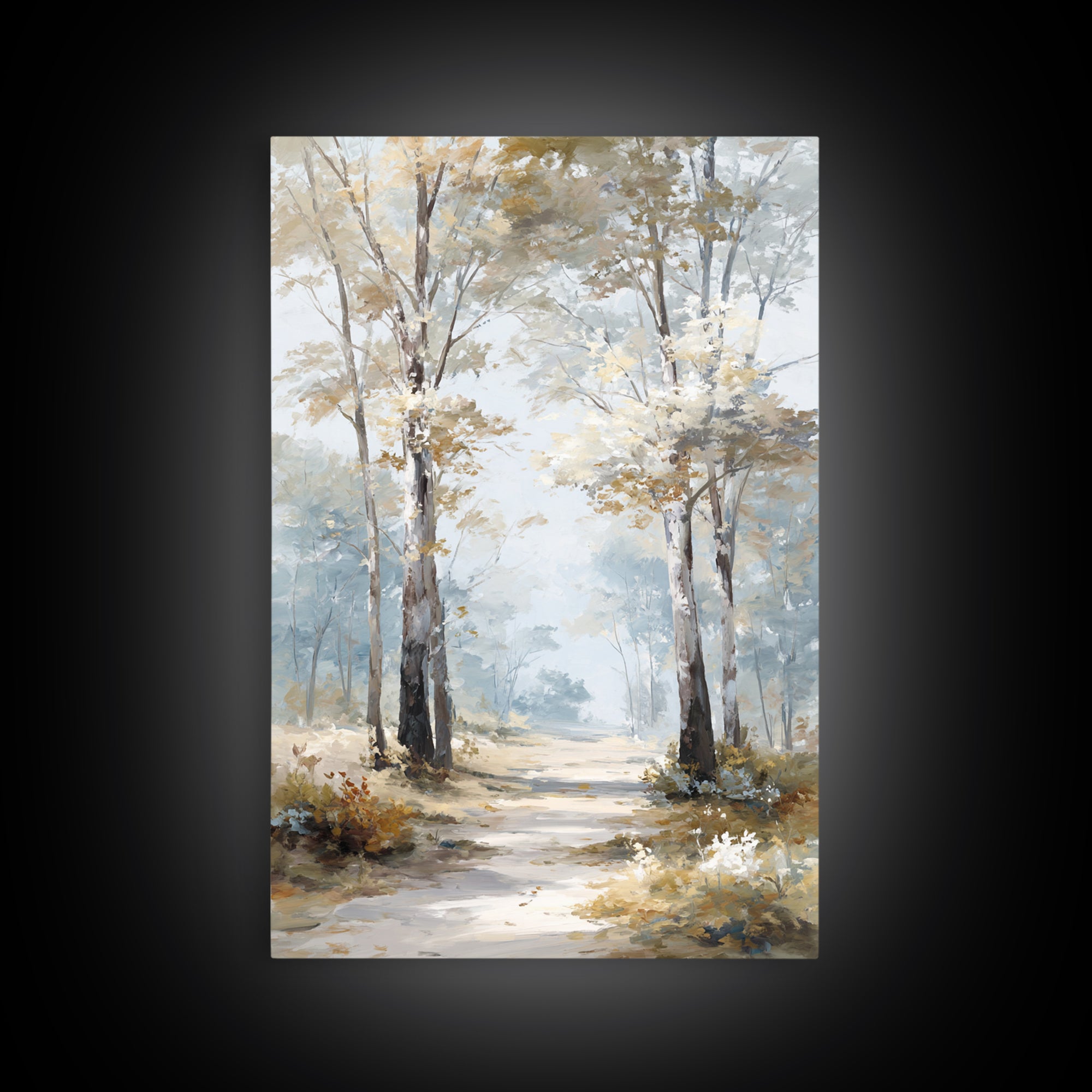 Gentle Forest Path Framed Canvas Print, Medical Office Art, Wall Art, Office Decor, Oil Painting, Calm, Printable Card, MOA-2x3-25