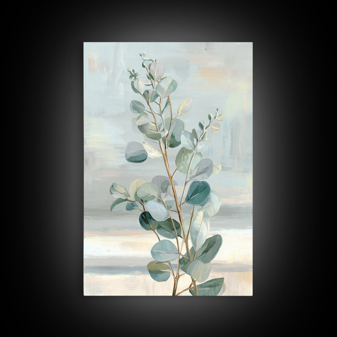 Botanical Eucalyptus Branch Canvas Print, Medical Office Art, Office Decor, Watercolor Art, Calm, Teal Wall Art, MOA-2x3-35