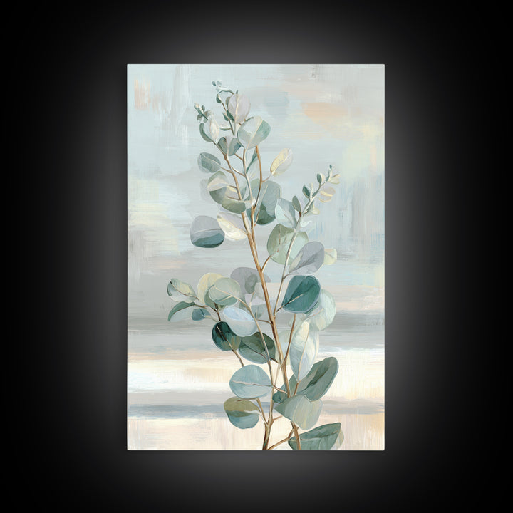 Botanical Eucalyptus Branch Canvas Print, Medical Office Art, Office Decor, Watercolor Art, Calm, Teal Wall Art, MOA-2x3-35