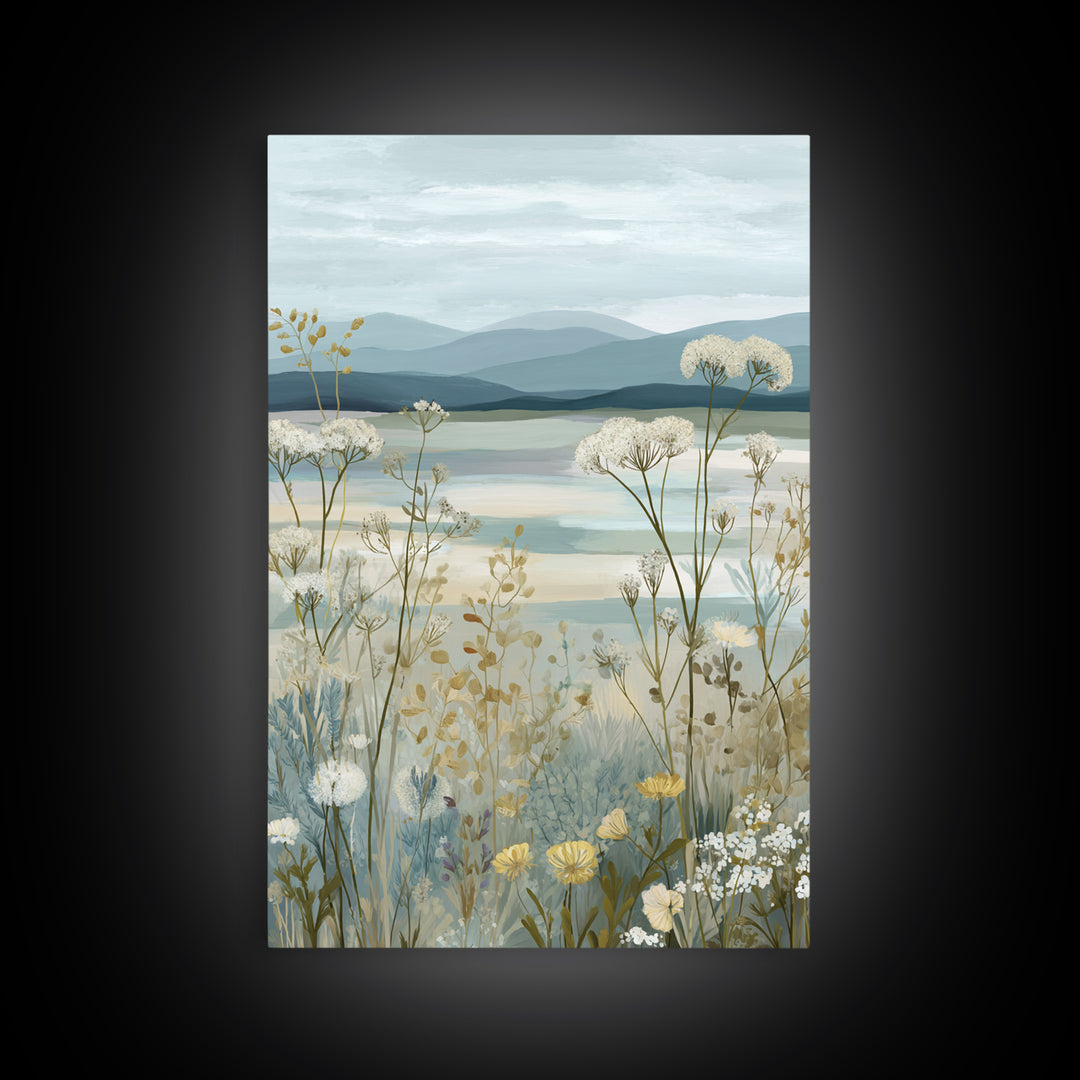 Sunlit Meadow with Wildflowers and Calm Mood Canvas Print, Medical Office Art, Neuroscience Art, Office Decor, Calm, MOA-2x3-44