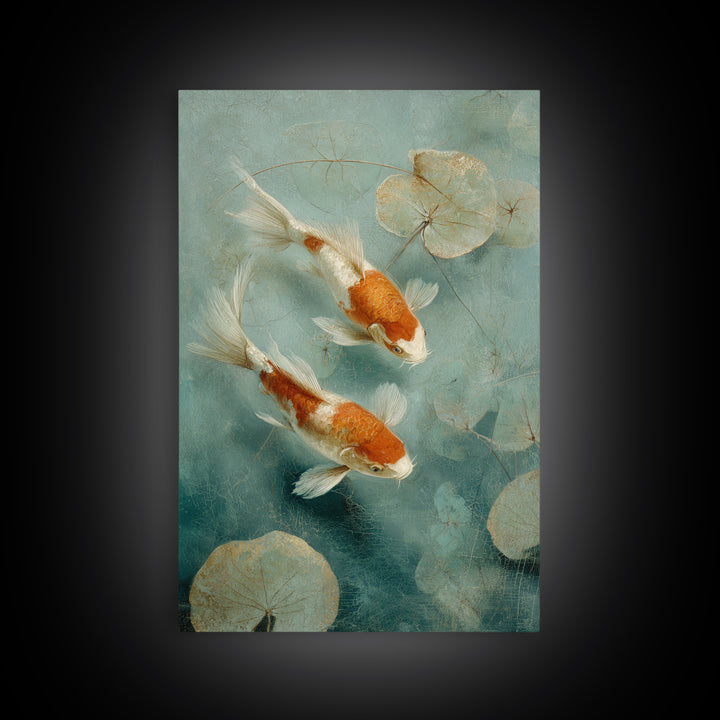 Calm Koi Fish Swimming Through Clear Water Canvas Print, Medical Office Art, Minimalist Decor, Office Decor, Fine Art, Calm, MOA-2x3-54