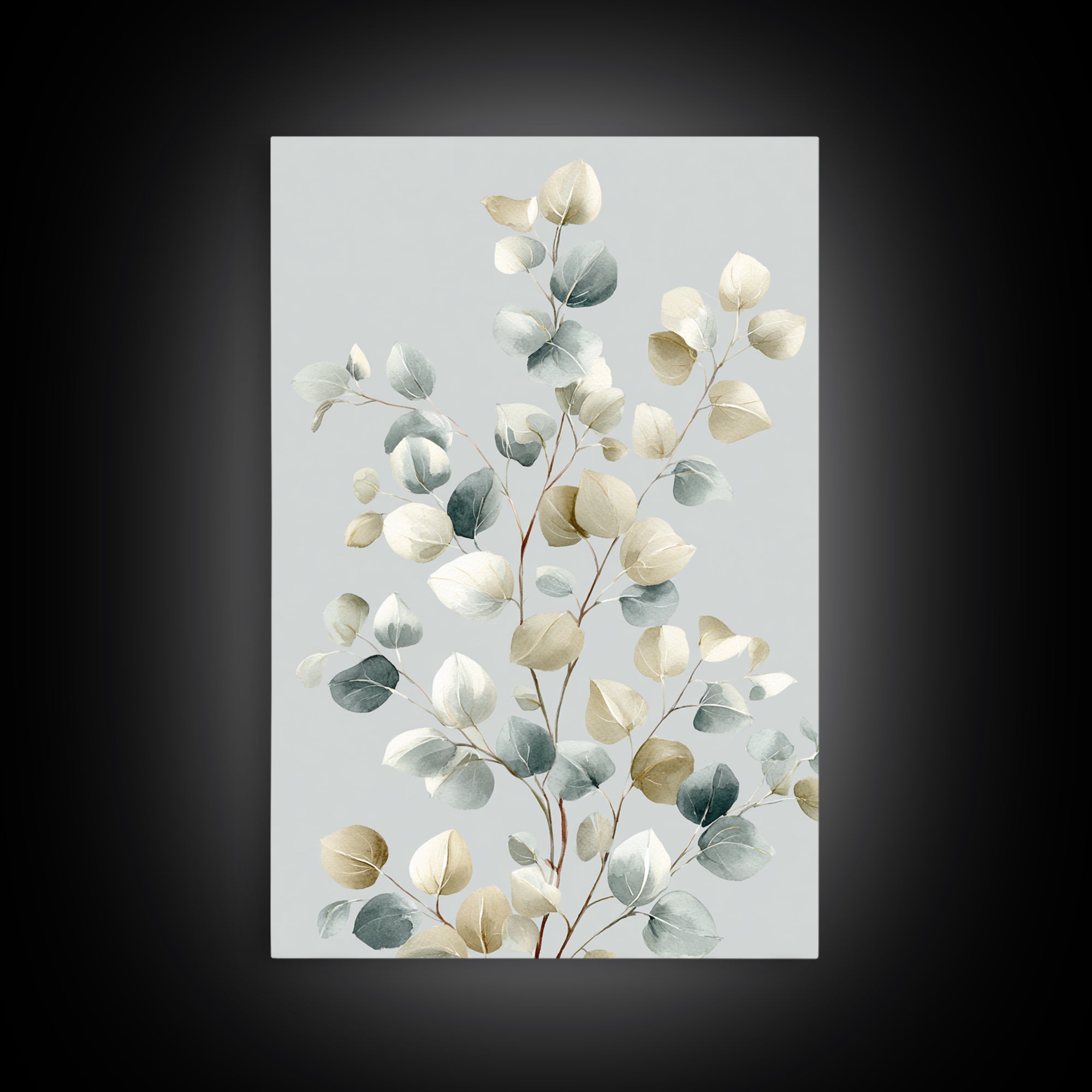 Botanical Eucalyptus Branch Framed Canvas Print, Medical Office Art, Digital Art, Office Decor, Watercolor Art, Calm, MOA-2x3-59