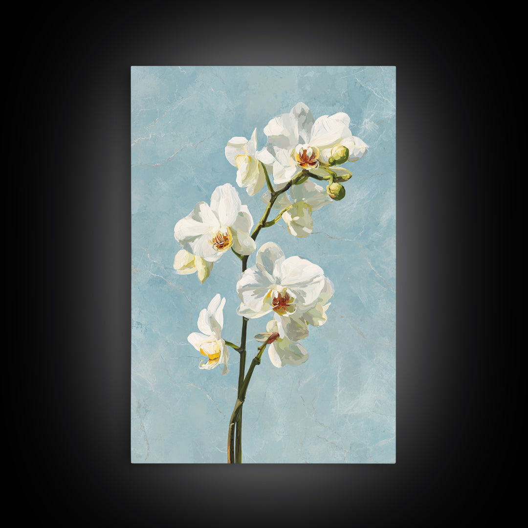 White Orchid on Gray Stone Surface Canvas Print, Medical Office Art, Digital Wall Art, Office Decor, Calm, Healthcare Wall Art, MOA-2x3-62