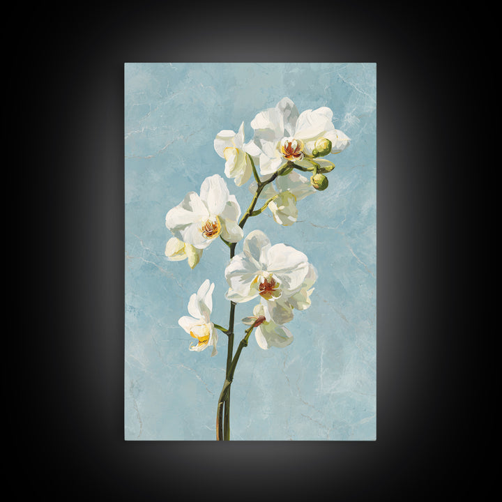 White Orchid on Gray Stone Surface Canvas Print, Medical Office Art, Digital Wall Art, Office Decor, Calm, Healthcare Wall Art, MOA-2x3-62