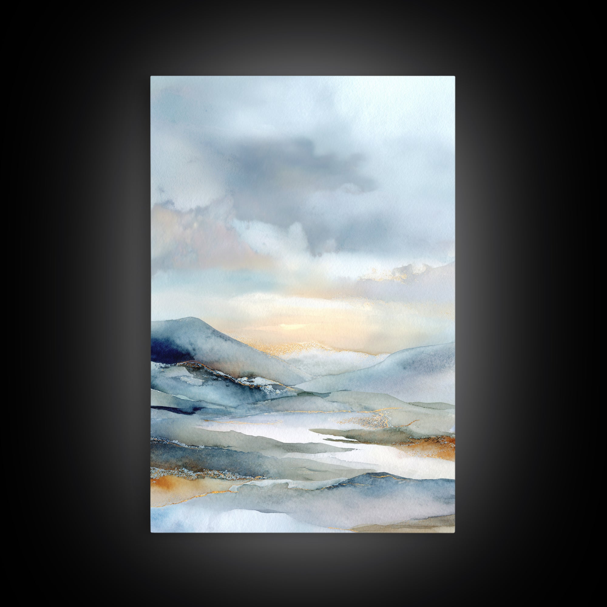 Soft Mountain Landscape Canvas Print, Medical Office Art, Office Decor, Watercolor Art, Calm, Brain Poster, Healthcare Wall Art, MOA-2x3-82