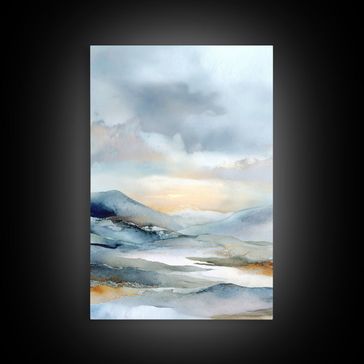 Soft Mountain Landscape Canvas Print, Medical Office Art, Office Decor, Watercolor Art, Calm, Brain Poster, Healthcare Wall Art, MOA-2x3-82