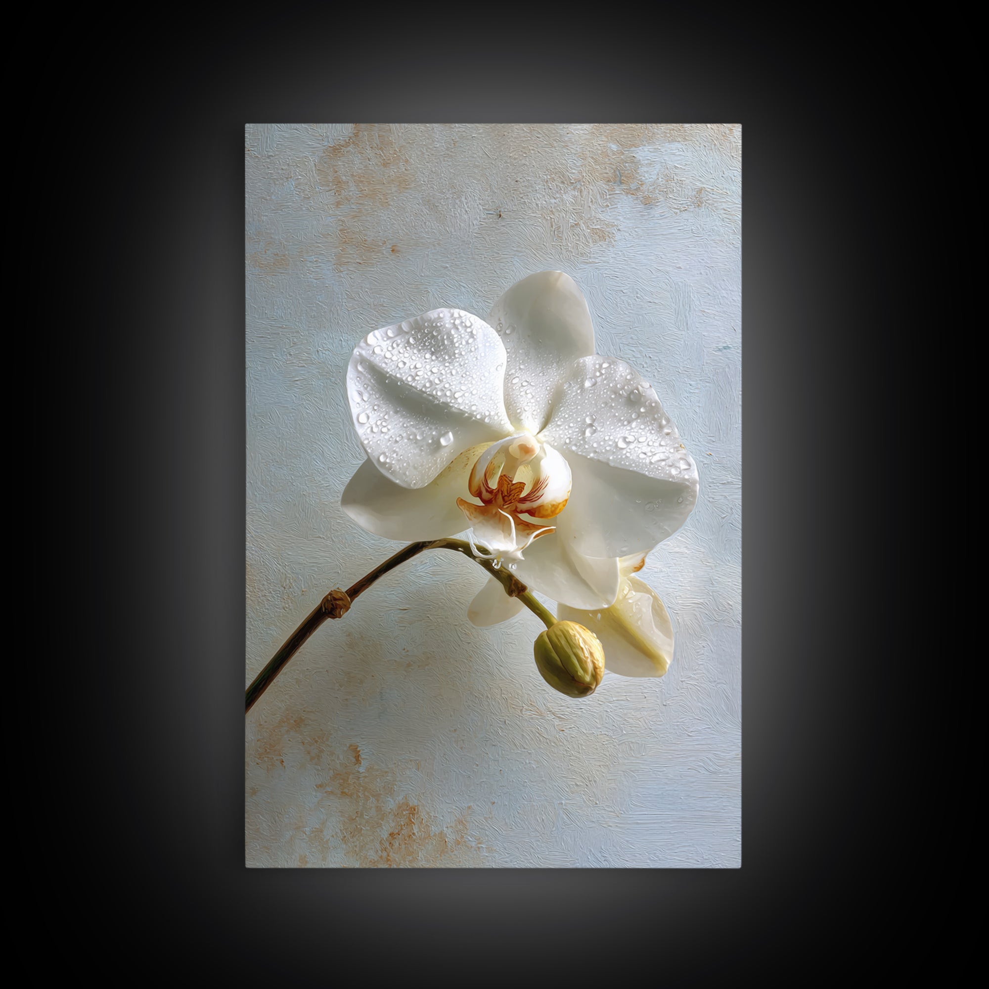 White Orchid on Gray Stone Surface Canvas Print, Medical Office Art, Digital Wall Art, Office Decor, Calm, Healthcare Wall Art, MOA-2x3-86