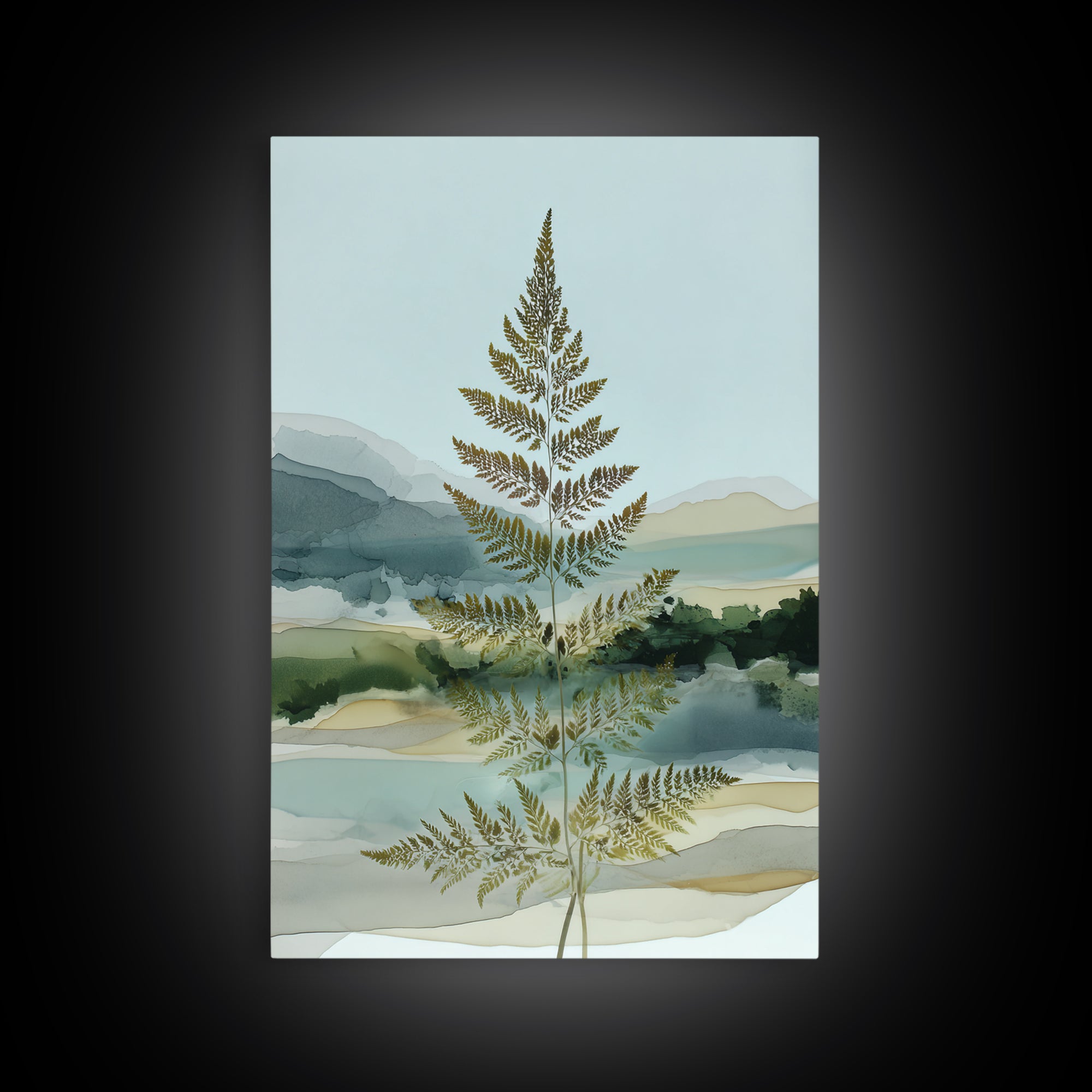 Minimal Green Fern Specimen Framed Canvas Print, Medical Office Art, Printable Art, Office Decor, Calm, Medical Wall Art, MOA-2x3-88