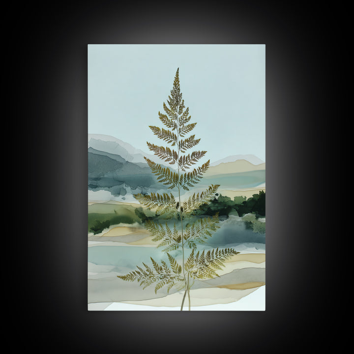 Minimal Green Fern Specimen Framed Canvas Print, Medical Office Art, Printable Art, Office Decor, Calm, Medical Wall Art, MOA-2x3-88