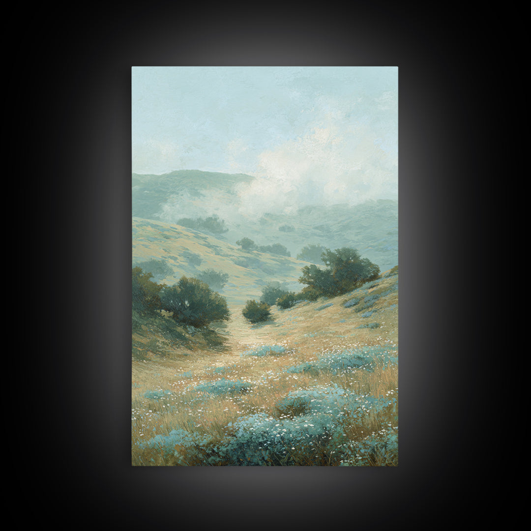 Sunlit Meadow with Wildflowers and Calm Mood Framed Canvas Print, Medical Office Art, Gallery Decor, Office Decor, Calm, MOA-2x3-92