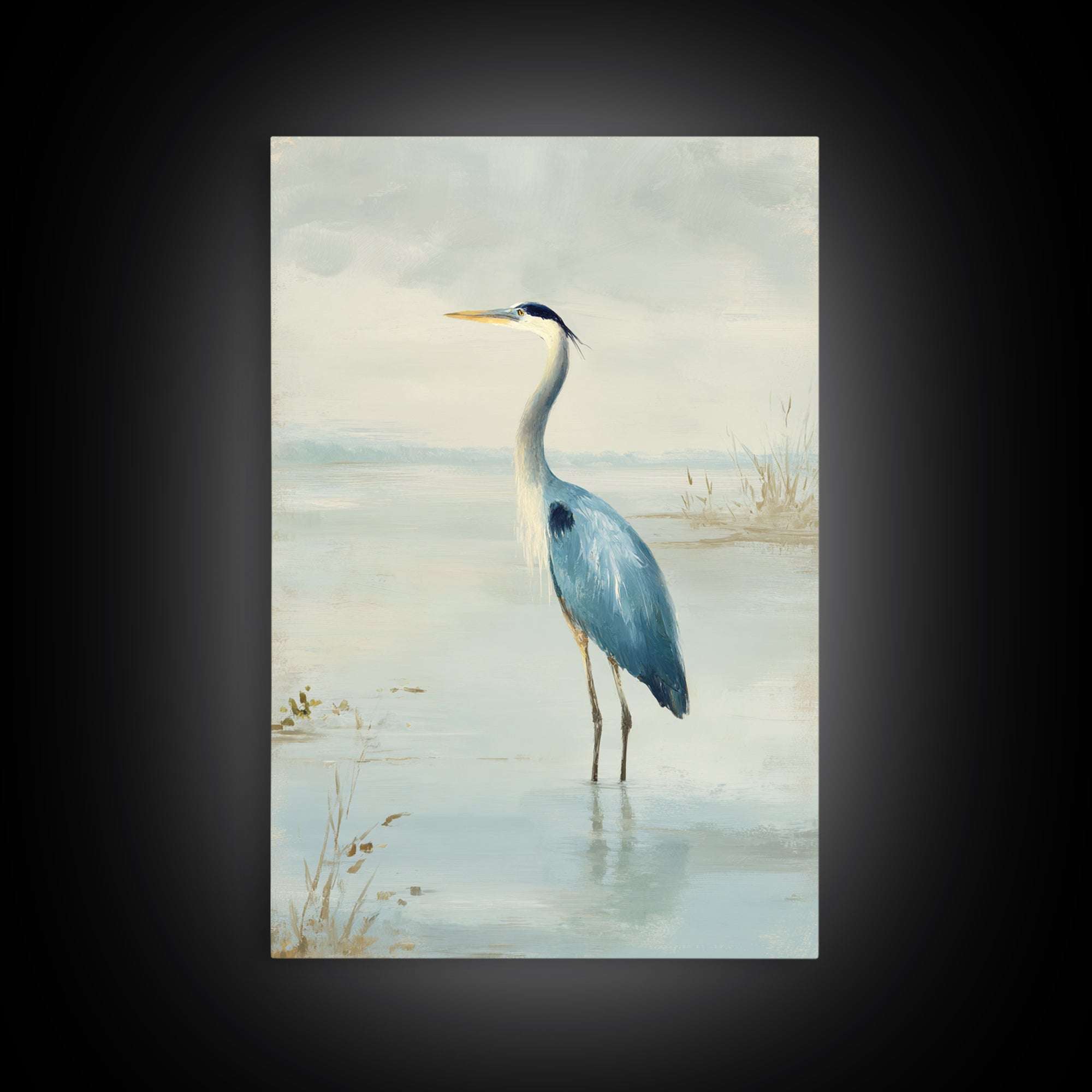 Blue Heron Standing Framed Canvas Print, Medical Office Art, Medical Student Gift, Office Decor, Fine Art, Calm, Anatomy Poster, MOA-2x3-94