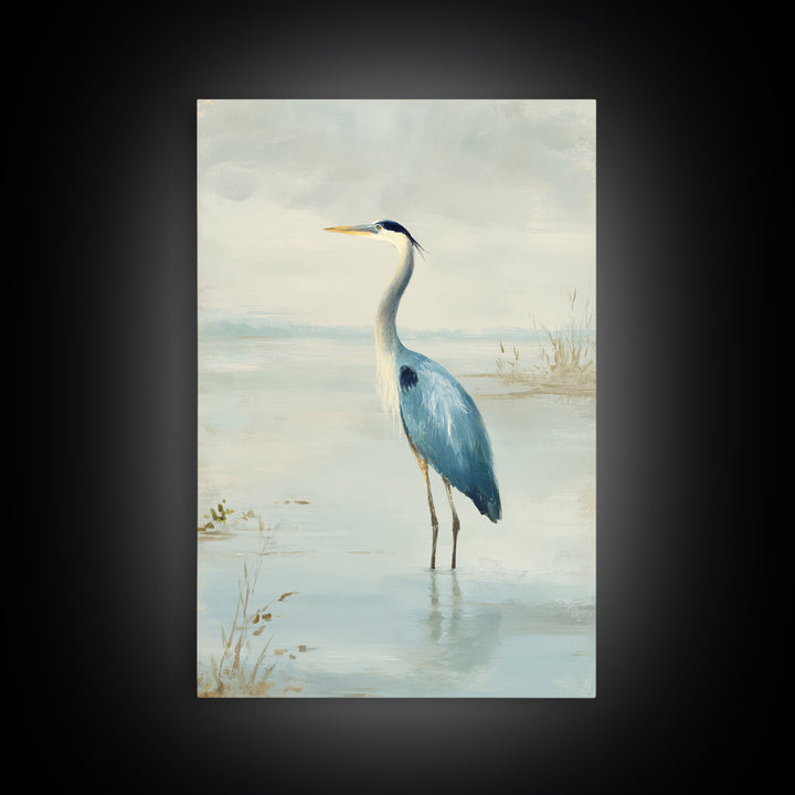 Blue Heron Standing Framed Canvas Print, Medical Office Art, Medical Student Gift, Office Decor, Fine Art, Calm, Anatomy Poster, MOA-2x3-94