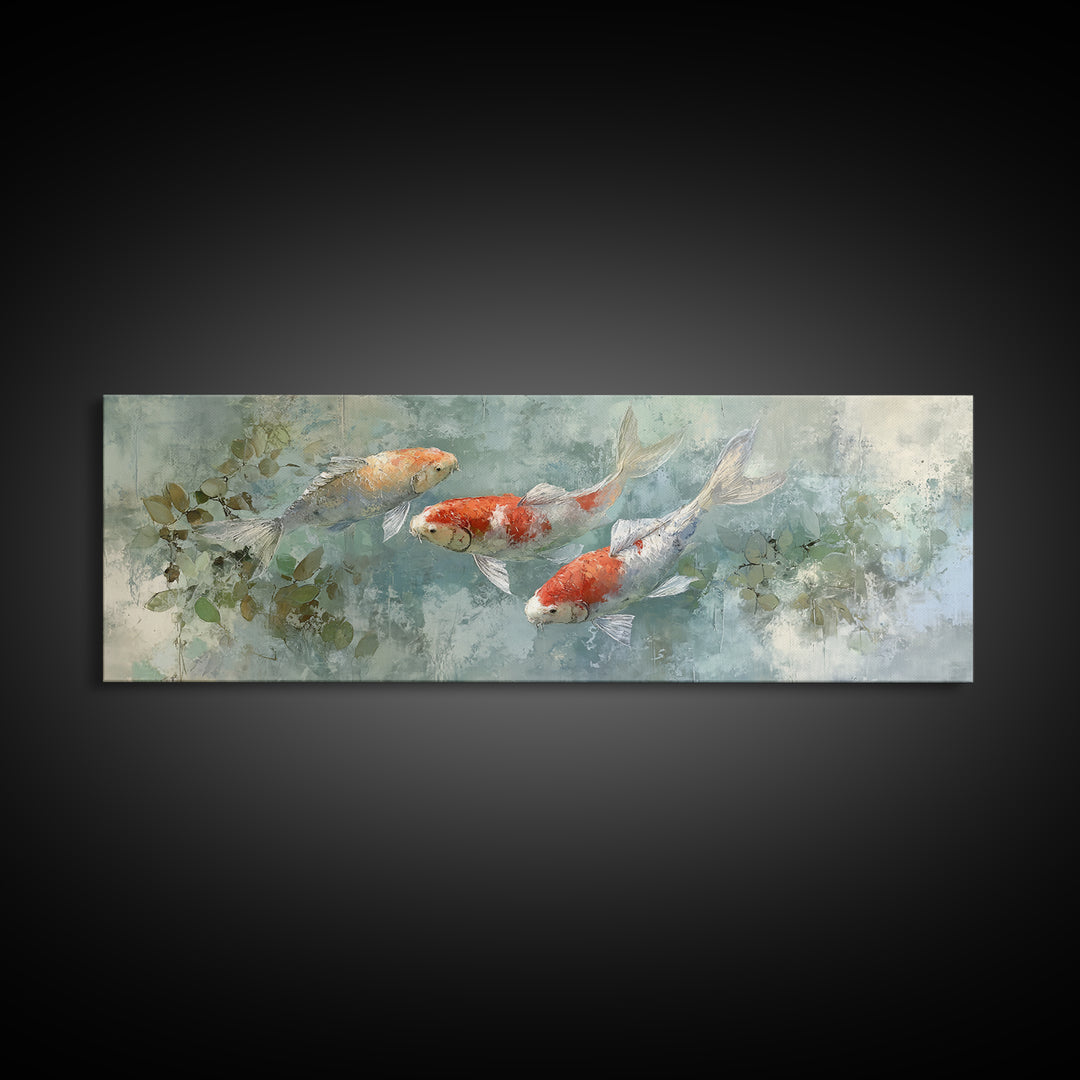 Calm Koi Fish Swimming Through Clear Water Canvas Print, Medical Office Art, Neuroscience Art, Office Decor, Fine Art, Calm, MOA-3x1-14