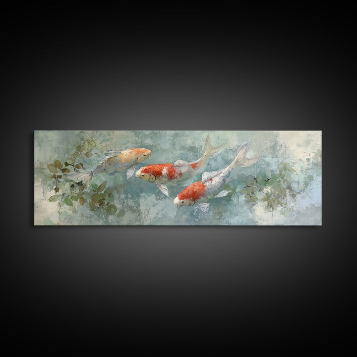 Calm Koi Fish Swimming Through Clear Water Canvas Print, Medical Office Art, Neuroscience Art, Office Decor, Fine Art, Calm, MOA-3x1-14