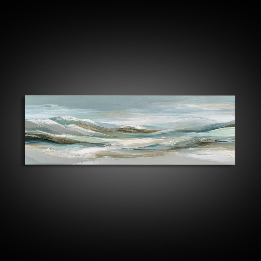 Soft Mountain Landscape Framed Canvas Print, Medical Office Art, Minimalist Art, Office Decor, Calm, Educational Poster, MOA-3x1-18