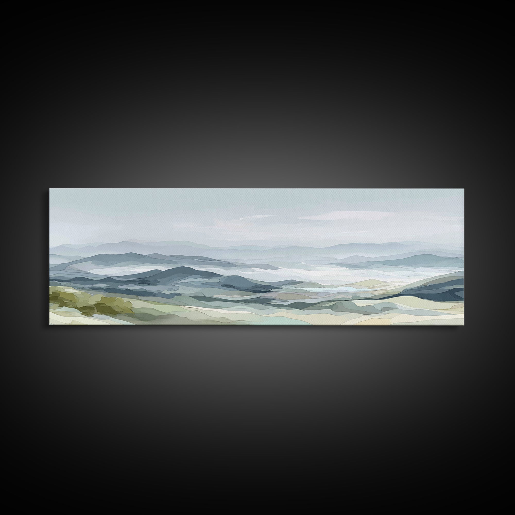 Minimal Sunrise over Rounded Hills Canvas Print, Medical Office Art, Fine Art Print, Office Decor, Fine Art, Calm, Wall Decor, MOA-3x1-39