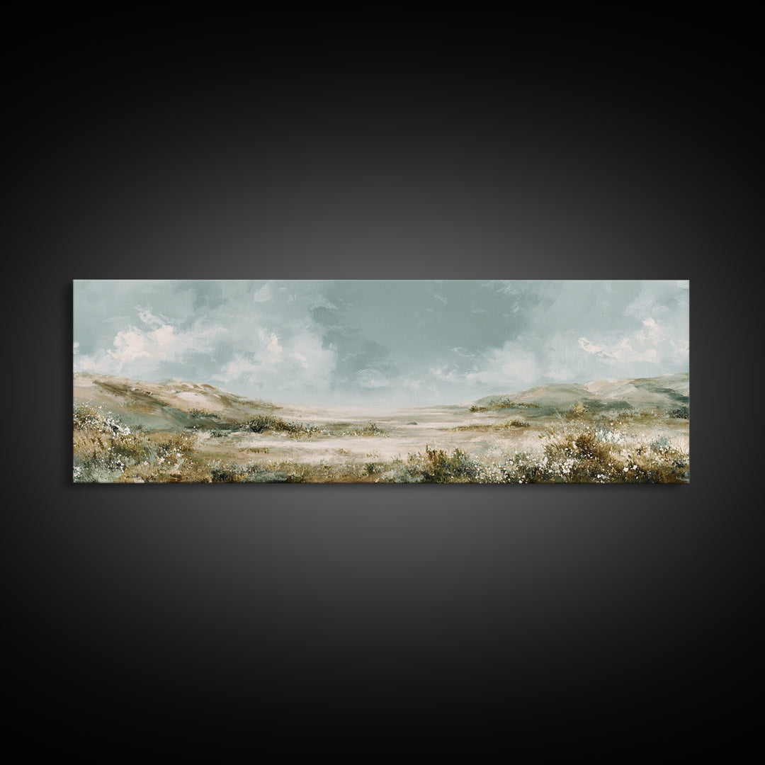 Sunlit Meadow with Wildflowers and Calm Mood Canvas Print, Medical Office Art, Anatomy Art, Office Decor, Watercolor Art, Calm, MOA-3x1-4