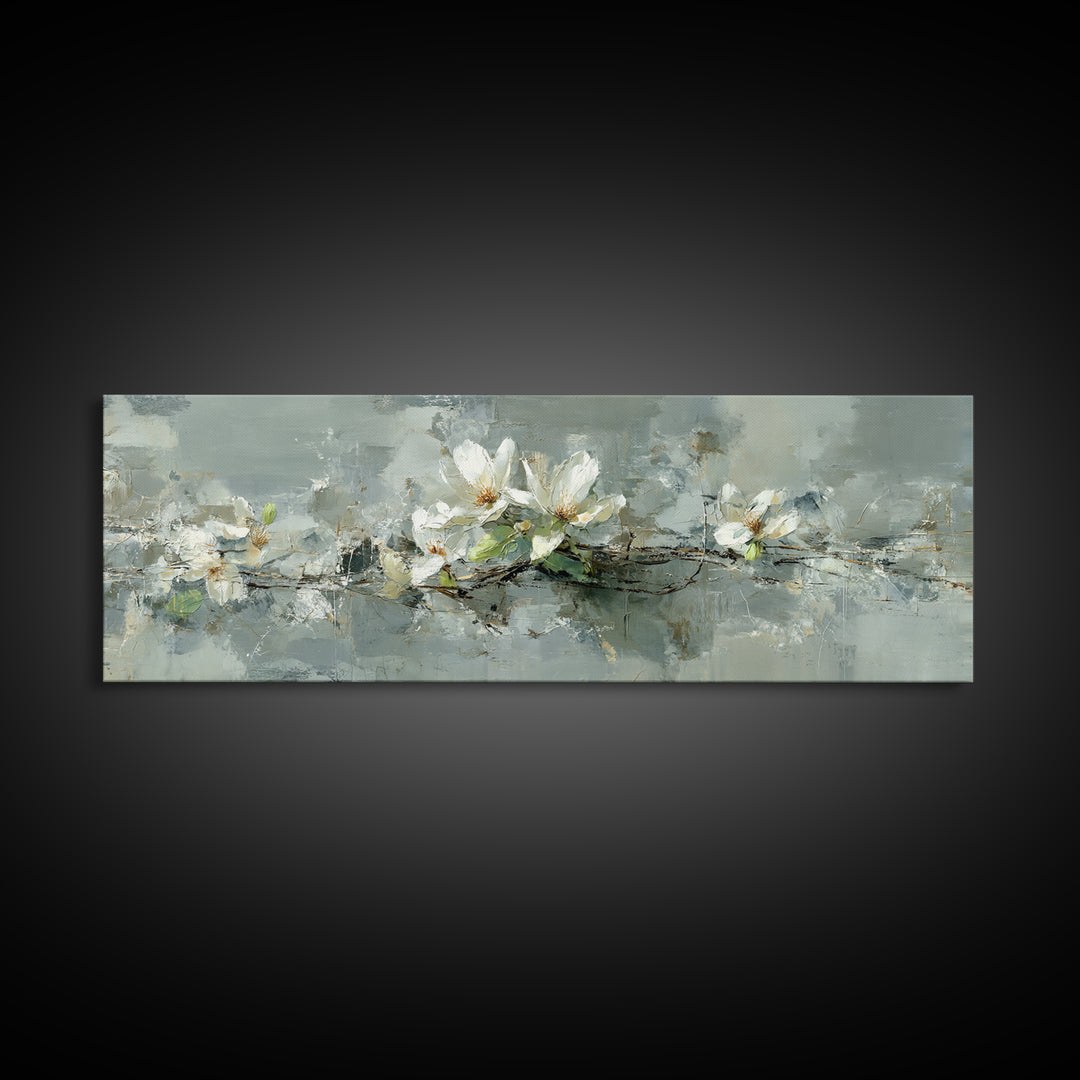 White Orchid on Gray Stone Surface Canvas Print, Medical Office Art, Medical Decor, Office Decor, Fine Art, Calm, Science Art, MOA-3x1-46