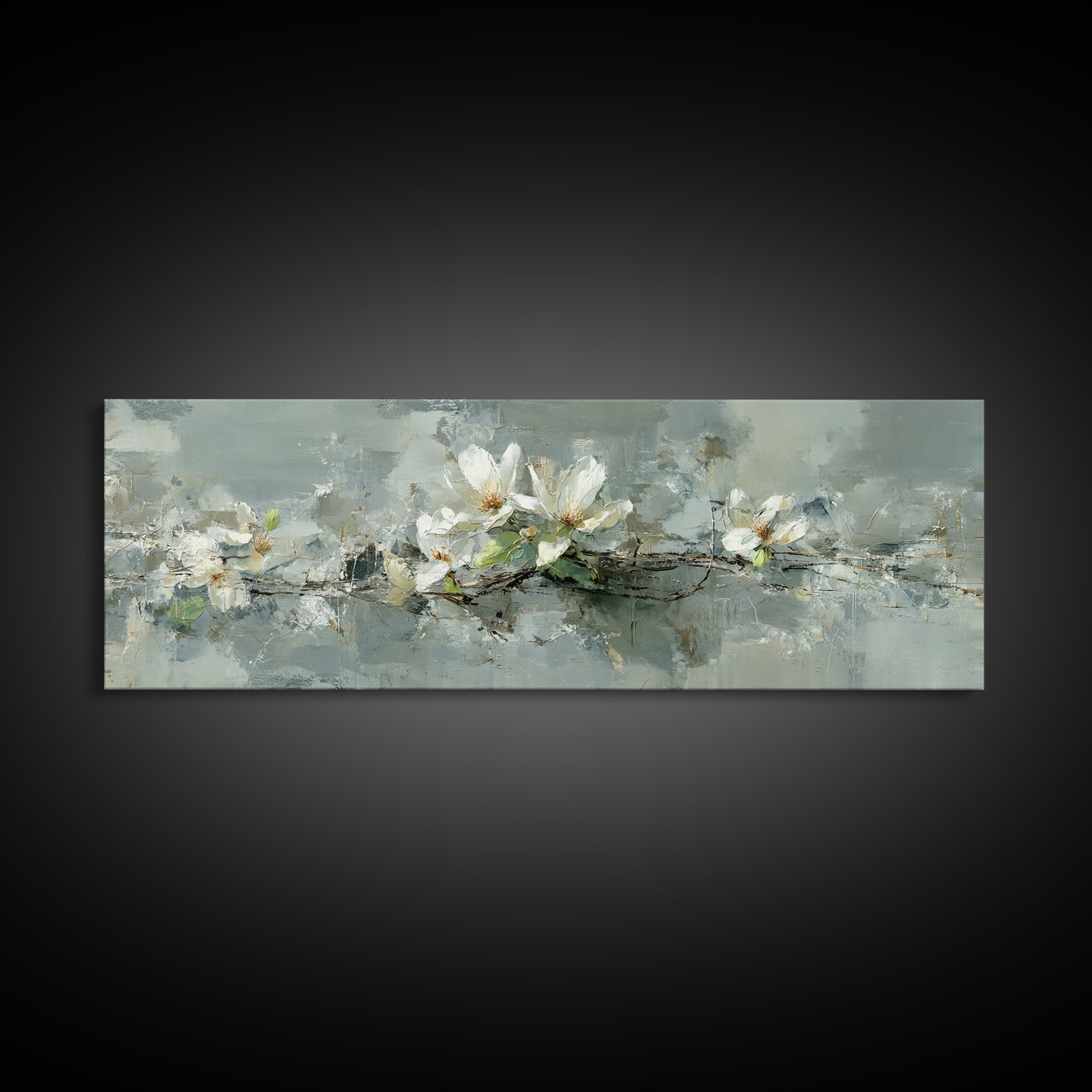 White Orchid on Gray Stone Surface Canvas Print, Medical Office Art, Medical Decor, Office Decor, Fine Art, Calm, Science Art, MOA-3x1-46