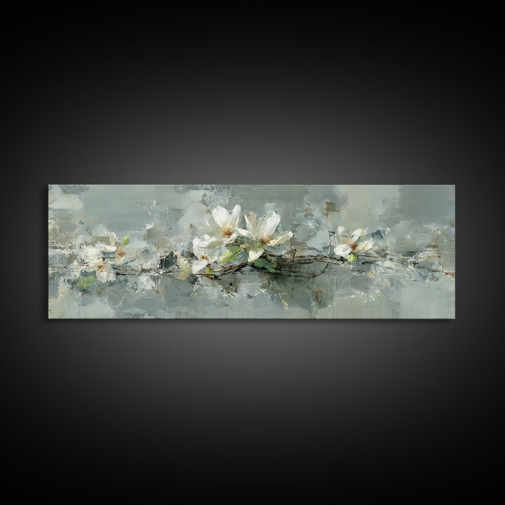 White Orchid on Gray Stone Surface Canvas Print, Medical Office Art, Medical Decor, Office Decor, Fine Art, Calm, Science Art, MOA-3x1-46